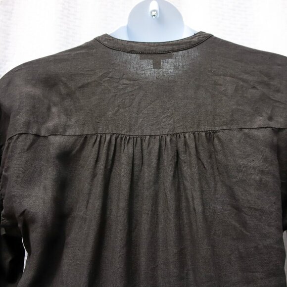 JOIE Women's Romper BosWorth 3/4 Sleeve V-Neck Black Caviar Linen.Size M - Picture 10 of 12
